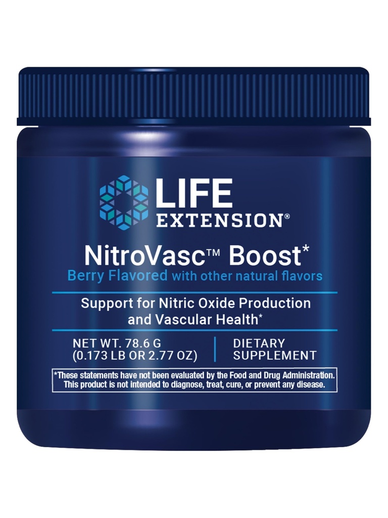 Life Extension NitroVasc Boost, Blood Flow Supplement, Nitric Physics Support, Heart Health, L-arginine, Gluten-Free, Non-GMO, Vegetarian, 1 Scoop, 30 Hizmet