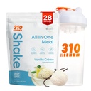 310 Nutrition All-in-One Meal Replacement Shake Powder w/Shaker Cup Starter Kit - High Protein Fiber Rich Vegan Superfood Blend - Sugar-Free, Keto & Paleo Friendly, Low Carb - Vanilla Creme 28 srv
