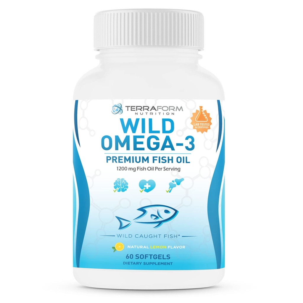 Servis başına Triple Strength Fish Oil Omega 3 2400 mg - Burpless, Lemon Flavored Non-GMO, Gluten & Soy Free - 30 Hizmetler