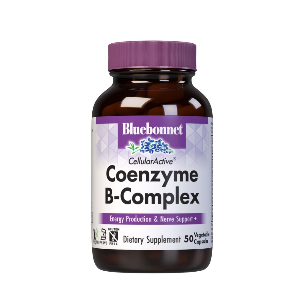 Bluebonnet Beslenme Hücreleri Aktif Coenzyme B-Complex, Energy Production & Nerve Support*, Vegan, Kosher sertifikalı, Gluten-Free, Soy-Free, Dairy-Free, 50 Sebze Capsules, 50 Hizmet