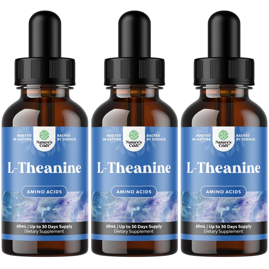Natures Craft High Abxia L-Theanine Liquid Drops - Nootropic Focus Supplement with L Theanine 200 mg Per Service and Chamomile Extract - Supplement for Yetişkinler and Kids Relaxation and Focus - 6oz