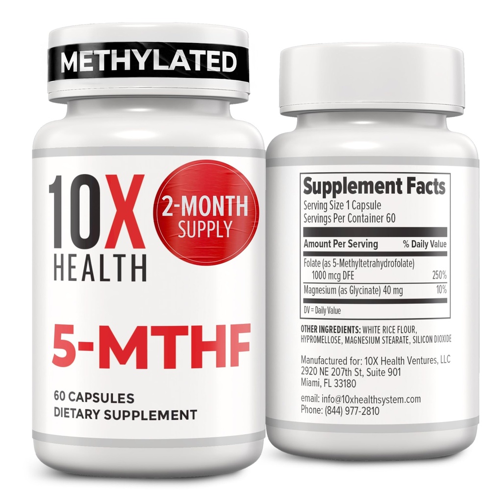 10X Sağlık 5MTHF Medeniyeti - Beyin, Kalp Sağlığı, DNA & Nörotransmitter Synthesis - Bio available Medeniyet Tamamı - Medeniyet Tamamı 60 Capsules