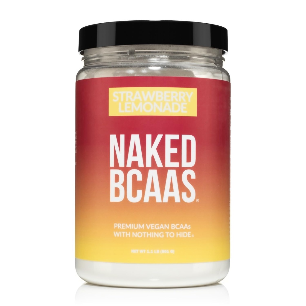NAKED Strawberry Lemonade BCAAsEnergy Acids Toz,% 100 Pure 2:1 Formula, Vegan Branşlı Zincir Amino Asitler, Anında Tüm Doğal BCAA Toz Tamamı - 501 Grams, 34 Hizmetler