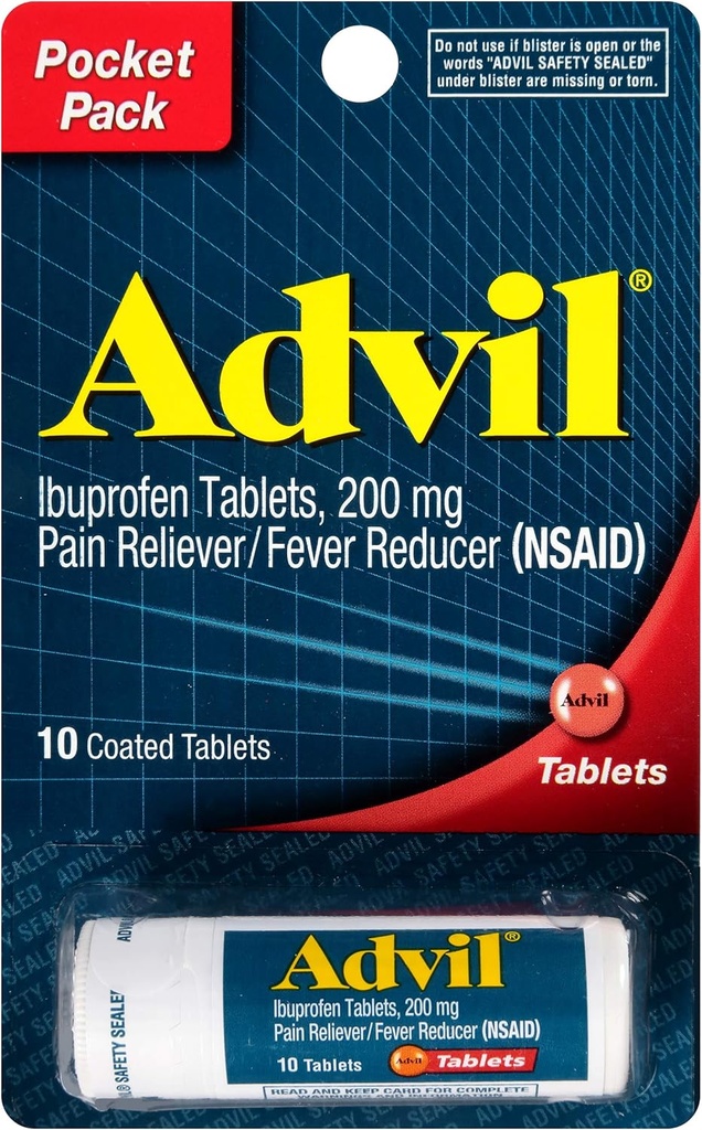 Advil kaplama Tabletleri Ağrı Reliever ve Ateşleme, Ibuprofen 200 mg, 12 x 10 Kont, Seyahat Boyut Şişe