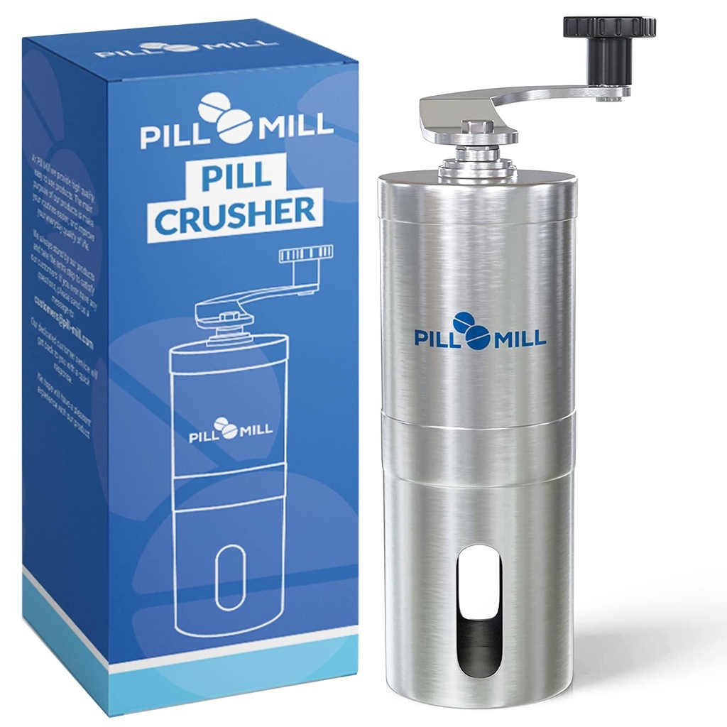 Pill Mill Pill Crusher - Crushes multiple Tabletler Güzel Bir Toz - Metal Pilllic - Tatil Pulverizer Seyahat için Uygun - Büyük Beslenme Tube kullanımı ve Evcil hayvanlar
