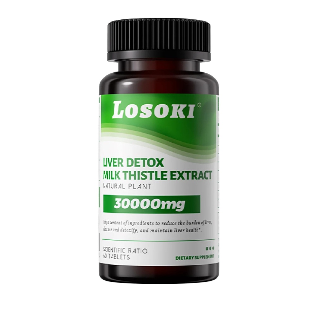 Liver Detox Supplement, 30.000mg Süt Butle Ekstraksiyon, Turmeric, Artichoke & Glutathione – Destekler Liver Health & Antioksi Function – 60 Tabletler