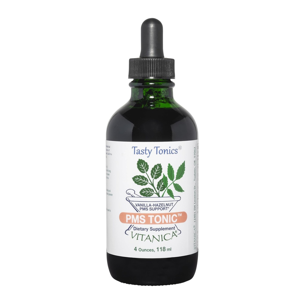 Vitanica PMS Tonic, Premenstrual Support and Relief, Saint Johns Wort, Dong Quai, Chaste Tree Berry, Wild Yam ve Daha Fazla, Vegan, 4 Ounce