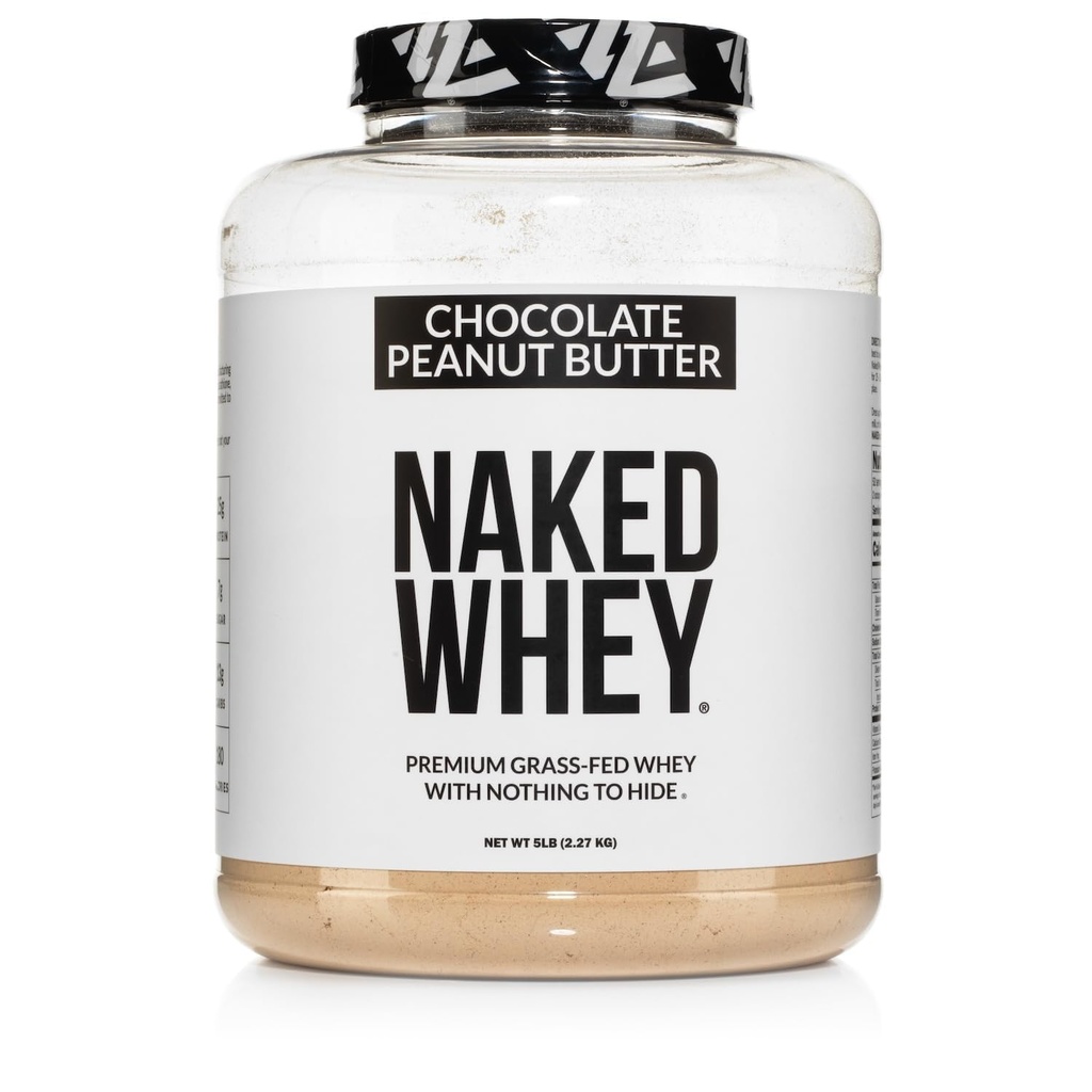 NAKED Whey Chocolate Peanut Butter Grass Fed Whey Protein Toz, No GMO, No Soy ve Gluten Free, Aid Growth and Recovery - 52 Hizmetler