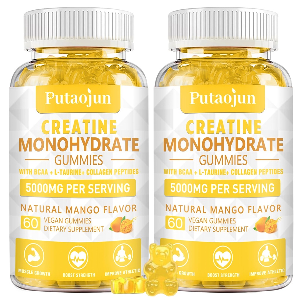 D3 & B12 Vitaminleri ile Kreatin Monohidrat | Sugar-Free Hydrolyzed Collagen & Kretine Gummies | 120 Kont