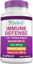 Safrel Güçlü Immune Support, Quercetin 500 mg, çinko Picolinate100 mg, VitamatiC 1000 mg, Vitamin D3 1000 IU, 60 Capsules, 1 Moon Supply | Made in USA | Vegan