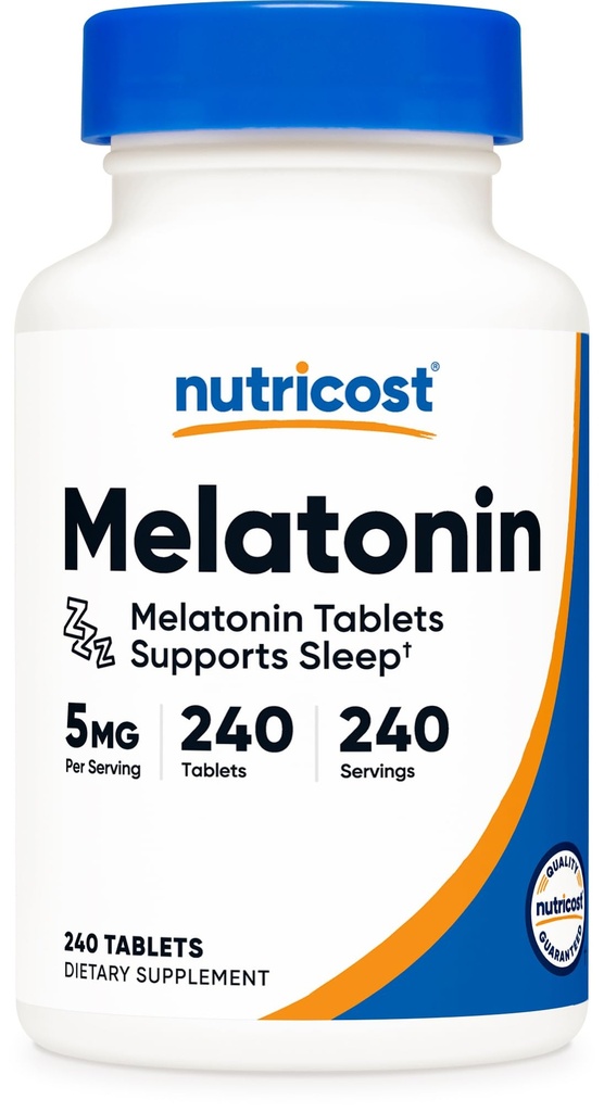 Nutricost Melatonin 5mg, 240 Tablets - 5mg Per Serving, Non-GMO, Gluten Free