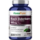 NusaPure Black Elder 50:1 Ekstraksiyon, Veggie Capsules başına 100 mg Eşdeğer, 200 Kont (Non-GMO, Bioperine) Sambucus Tamam