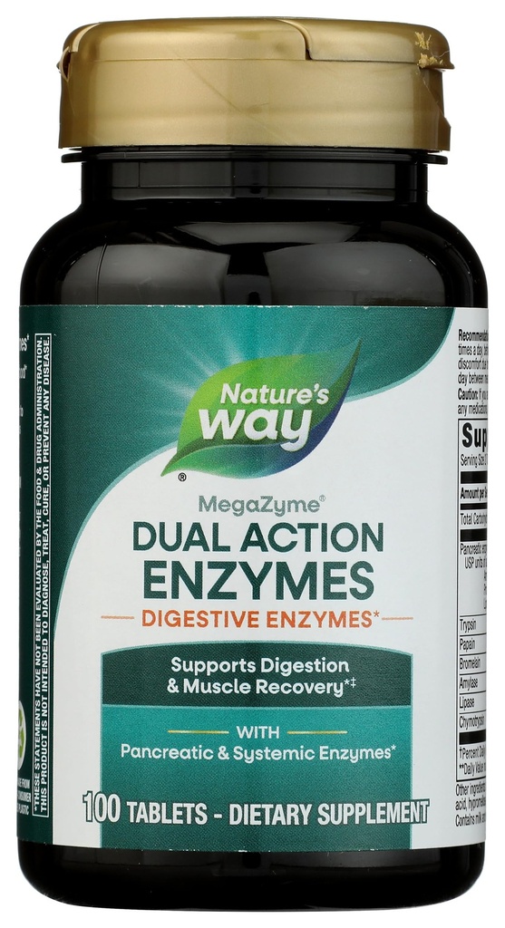 Nature's Way Mega-Zyme, Pancreatic & Systemic Enzymes*, Relieves Occasional Muscle Soreness Overexertion and Egzersiz,* Digestive Support*, 100 Tablet (Pazarlama May Vary)