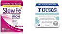 Yavaş Fe 45mg Demir Eksiklik Tabletleri ve Tucks Hemorrhoids için Soğutma Padleri için Tamamlandı, 100 Kont