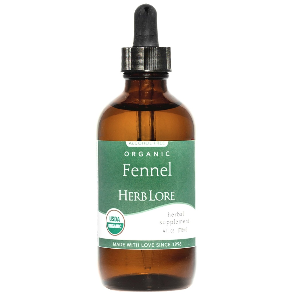 Herb Lore Organik Fennel Tohum Tincture - Soothes Gas & Bloating - Lactation Support Supplement - 4 fl oz