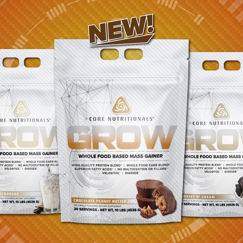 Core Nutritionals Grow Mass Liger | Tüm Gıda Otomobili + Protein Mix | Maltodextrin Free | 880 Calories, 50g Protein | 10 Pound (Chocolate Peanut Butter Cup)