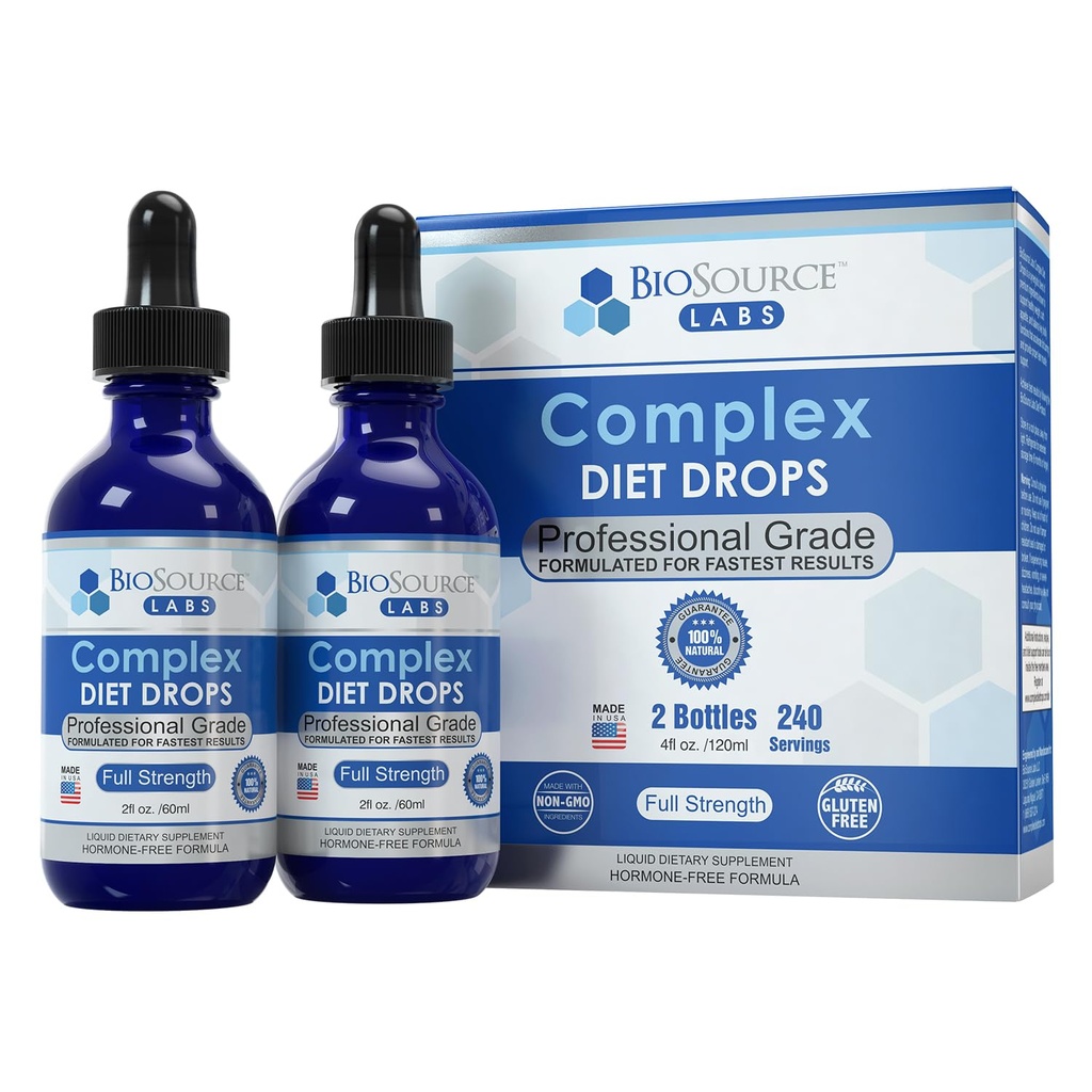 Kompleks Diyet Drops - Erkekler ve Kadınlar için En İyi Doğal Ödevler (2 Şişe Paket) - 60 Gün Supply