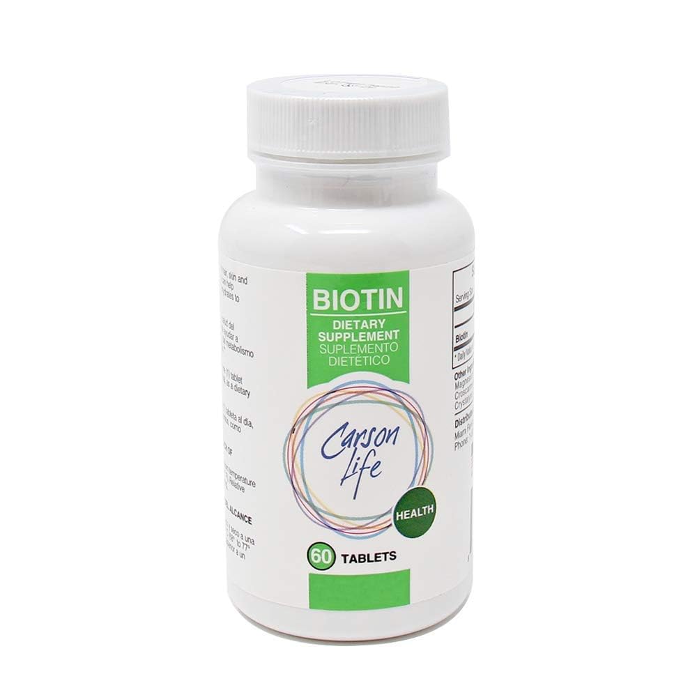 Carson Life Biotin Supplement - 60 Tablet - Erkekler ve Kadınlar için - Saç Büyümesini Destekleyen Vitamin Tamam - Gelişmiş Formula Enerji ve Hücre Büyümesini Güçlendirmeye Yardımcı Oldu - ABD'de Made in the USA