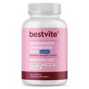 BESTVITE Glucosamine Chondroitin MSM 500/400/100 per Capsule (240 Capsules) Patentli OptiMSM - Ortak Destek için En Güçlü Formula - No Stearates - Gluten Free - Non GMO