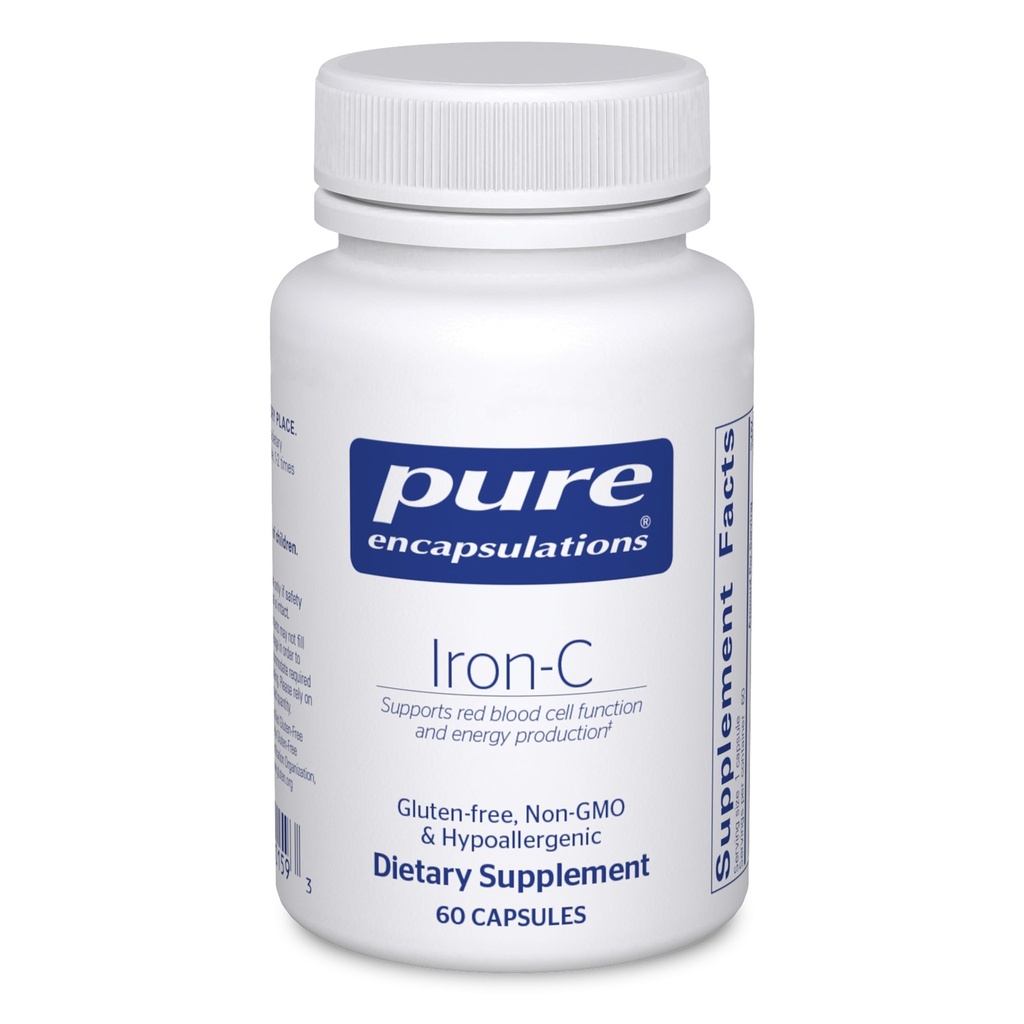 Saf Encapsulations Iron-C - 15 mg - 175 mg C - Kırmızı Kan Hücre Desteği * - Enerji Üretimi - Yüksek Biyo kullanılabilir Demir Pill - Gluten Free & Vegan - 60 Capsules
