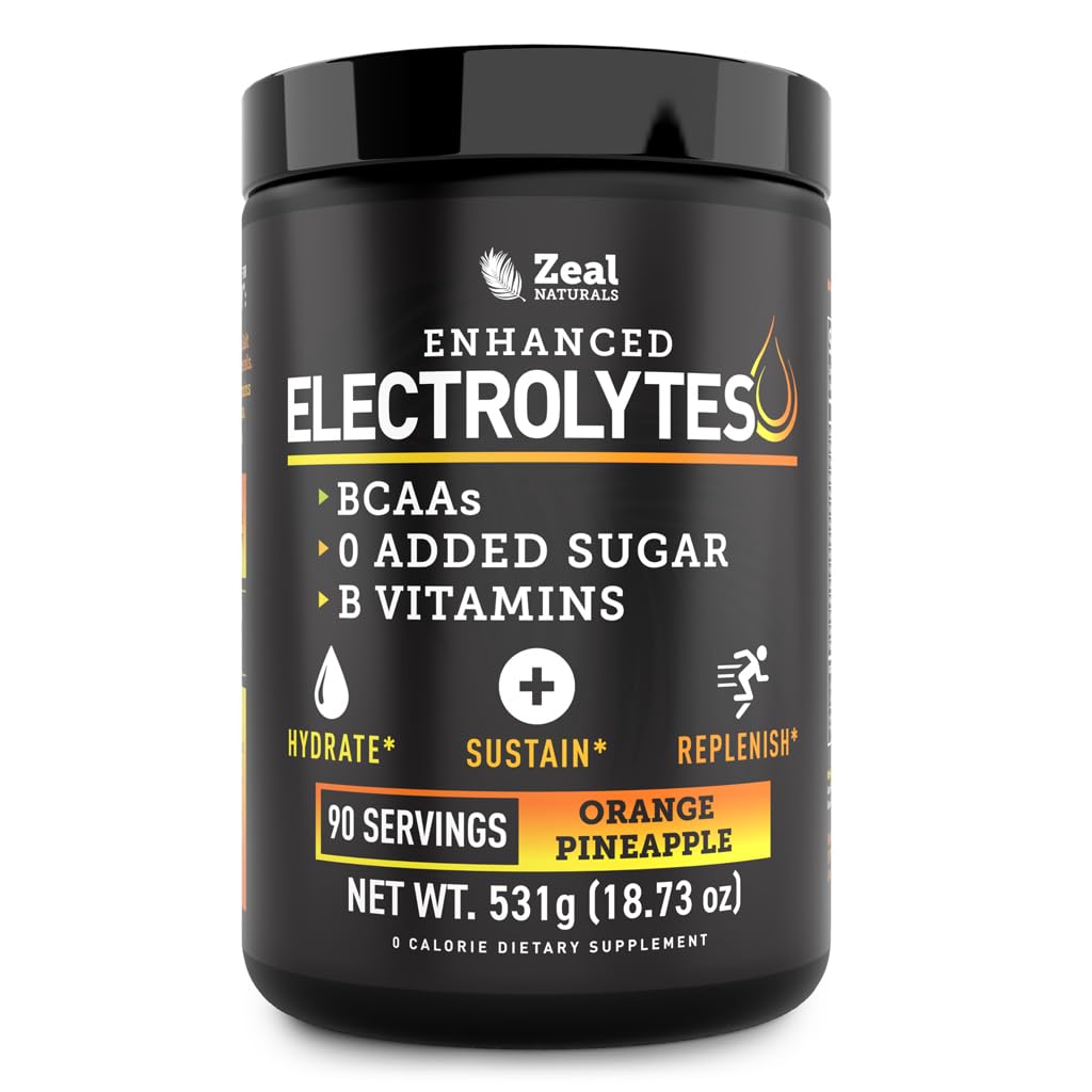 Zeal Naturals Electrolyte Toz Kurtarma İçgörü (90 Hizmetler | Orange Pineapple) w 0 Sugar +BCAAs +B-Vitamins Electrolyte Supplement w Pids Çinko & Magnezyum için Hydration - Keto Electrolytes