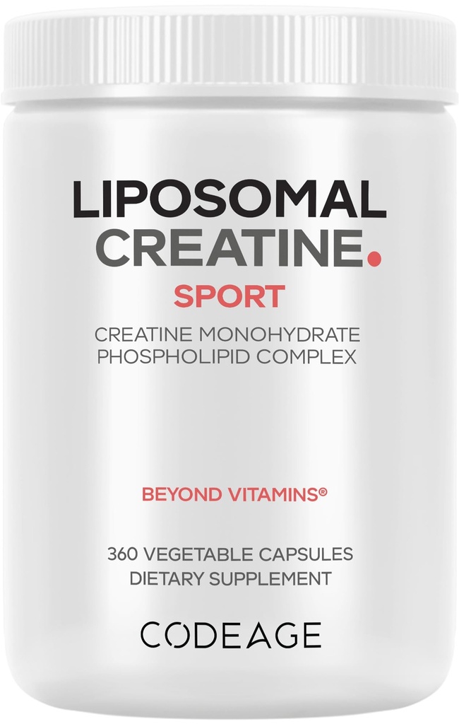 Kodage Liposomal Kretine Monohidrat Supplement, Pure Kretine 2500 mg - 3 Ay Supply, Micronized, Kretin Kass Spor Beslenme ve Sporcular, Non-GMO - 360 Capsules