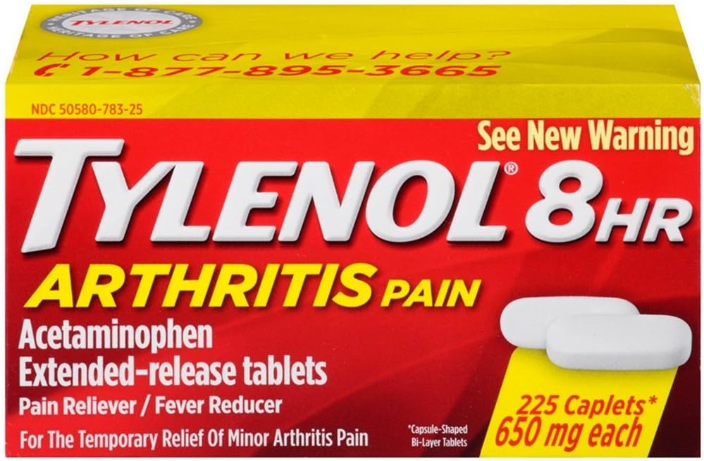 Tylenol 8 Hour Arthritis Pain Reliever Ateşi Genişletilmiş Yayın Caplet, 225 Kont