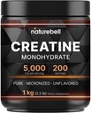 NatureBell Kretine Monohidrat Toz 1000g, 5.000mg Per Servis, 200 Hizmet (2.2 lb) | Mikronized, Pure & Unflavored | Pre-Workout Muscle Support* | DW, Vegan, Filler-Free