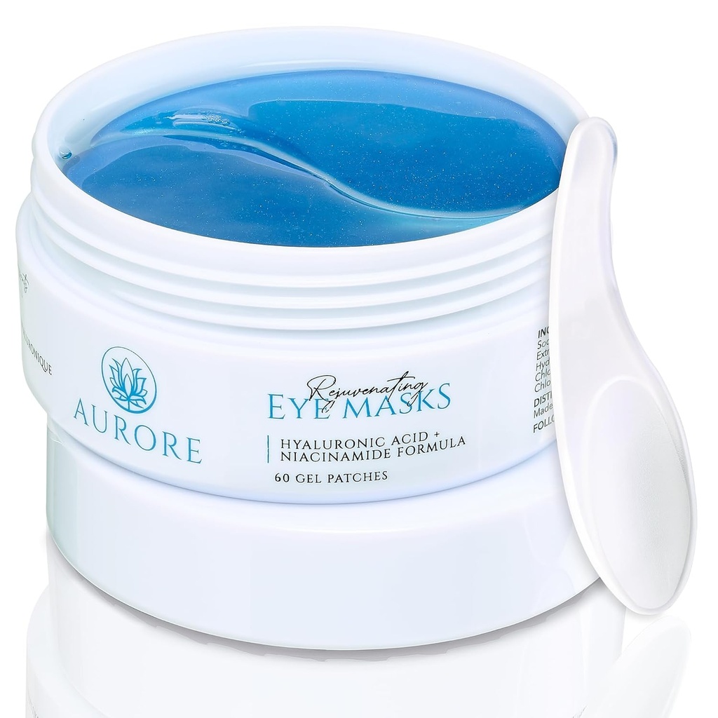 AURORE Under Eye Patches with Hyaluronic Acid, Collagen, Niacinamid - Puffy Eyes, Dark Circles, Wrinkles, Fine Lines - Hydrating & Brighting, 30 çift (60 jel yama) - Rejuvenating Eyes