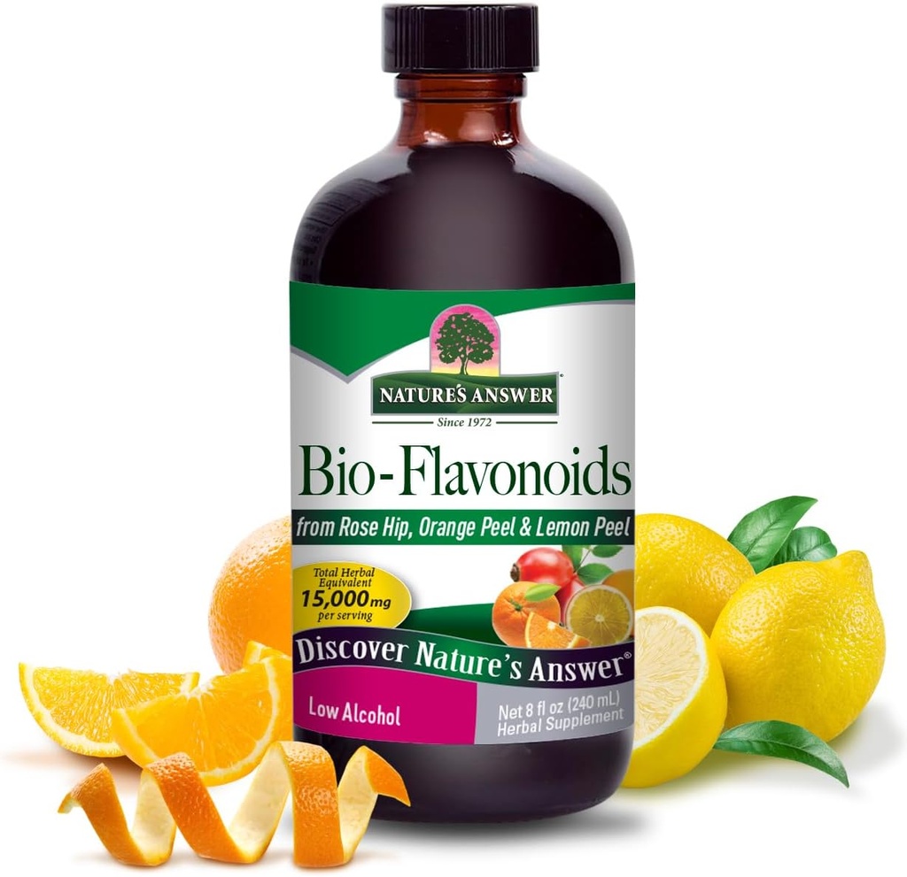 Nature's Answer Lipo Flavonoid Plus Ear Ringing Supplement, Bio-Flavonoids with Rose HIPS, Immune Support, Kosher, Organic Low Alcohol, Citrus Bioflavonoids, Gluten Free, Made in USA, 8 oz