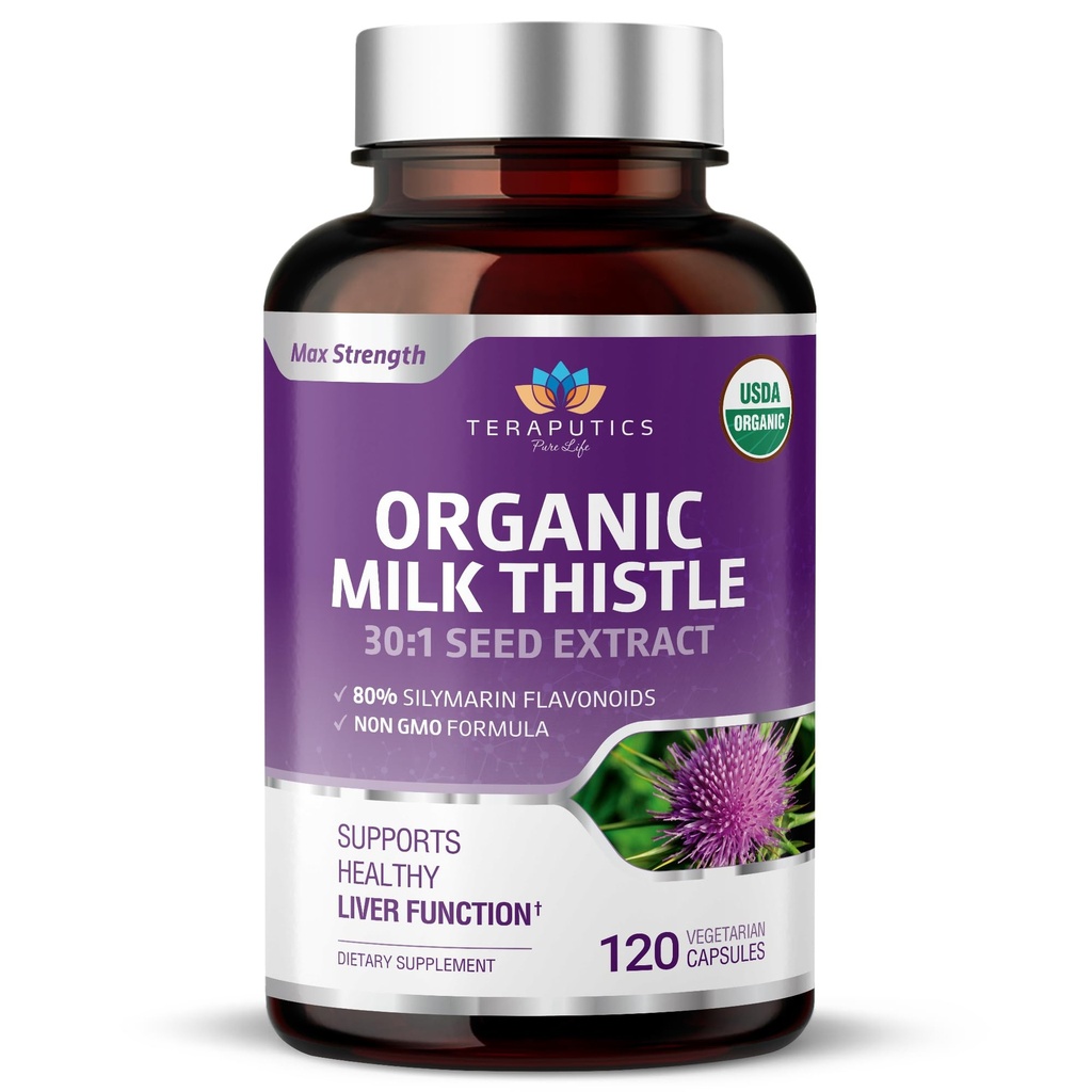 Organik Süt Butle | GMO 2000 mg 4X Yoğun Vegan Daily Supplement w/Silymarin Tohumu Canlı Destek, Detox ve Cleanse - 60 Veggie Capsules