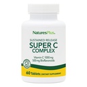 NaturesPlus Super C Kompleksi, Sustained Release - 60 Tablet - 1000 mg C + 500 mg Bioflavonoyaklar - Vegetarian, Gluten Free - 60 Hizmetler