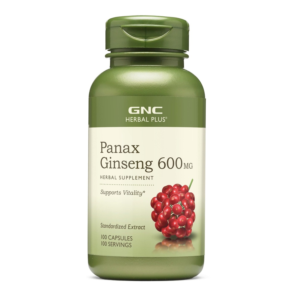 GNC Herbal Plus Panax Ginseng 600 mg, Destekler Vitality, 100 Capsules