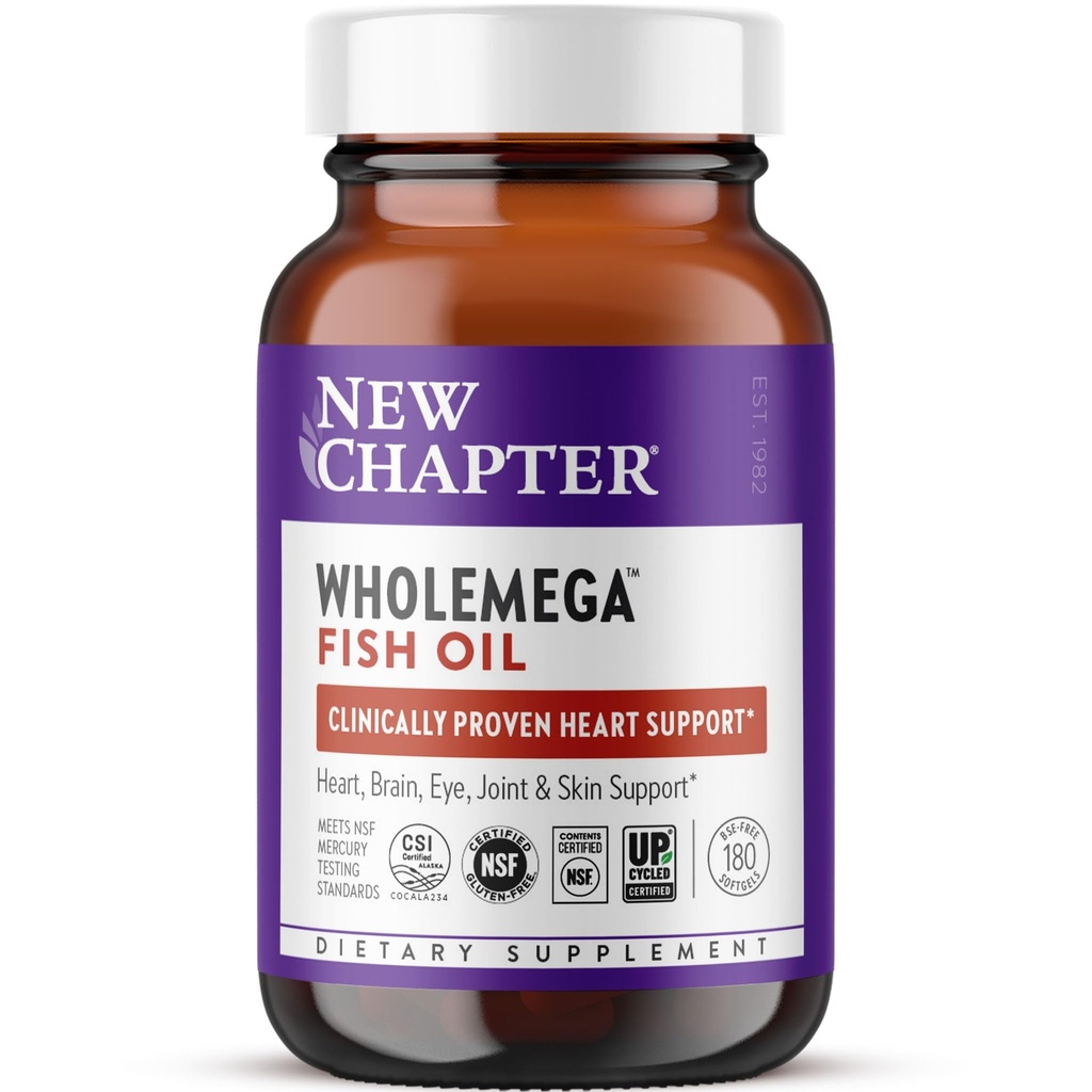 Yeni Bölüm Wholemega Fish Oil Supplement - 2000mg per Service, Klinik olarak Proven Wild Alaskan Salmon Oil with Omega-3 + Vitamin D3 + Astaxanthin, 180 Softgels