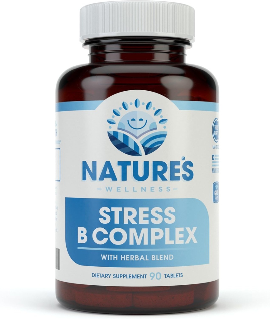 B Kompleks Vitamin Stresi Yardımı | Tüm Doğal Mood Gelişmiş ve Stres Desteği Tamam | Herbal Türlü Mix Plus C, PABA ve Choline