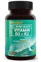 BioEmblem Vitamin D3 K2 Capsules (5000IU ve 200mcg) - Patentli MK7 ve MK4 için 3-in-1 Kompleks Desteği - Vejetaryen D K2 Supplement for Teeth, Heart, Immune System - Non-GMO, 90 Caps