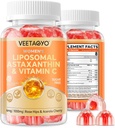 Astaxanthin Supplements 6 mg + Liposomal Vitamin C 1000 mg - Çift Katman - Niacin B6,B12,Folate,Biotin - Antioksis - Gelatin Free,Sugar Free,60Cts