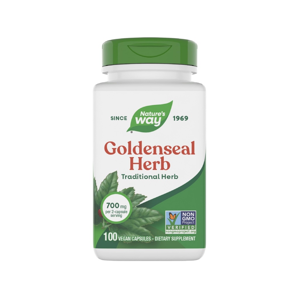 Nature's Way Goldenseal, Traditional Herb, 2Capsule Hizmet başına 700 mg, Non-GMO Projesi Doğrulandı, Vegan, 100 Capsules