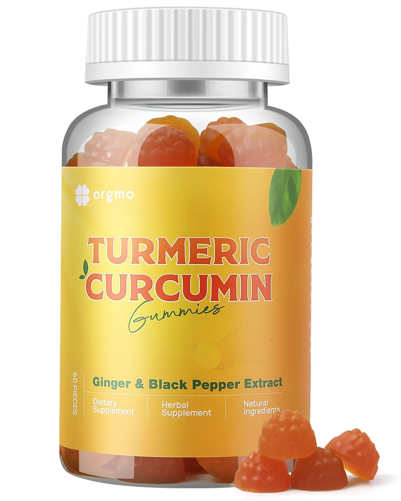 Atmeric Gummies with Black Pepper for Inflammation, Turmeric and Ginger Supplement for Immune Ortak Destek, Sugar Free Curcumin Ginger Gummies for Adult Vegan Non-GMO