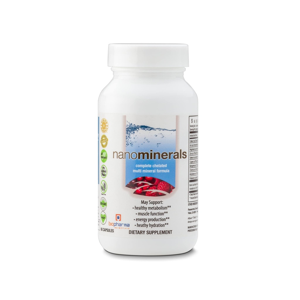 Biofark Bilimsel NanoMinerals | Tamam Chelated Multi-Mineral Capsules | Kalsiyum, Magnezyum, çinko, Demir, Pyum, Copper, Chromium & More | 30 Hizmet