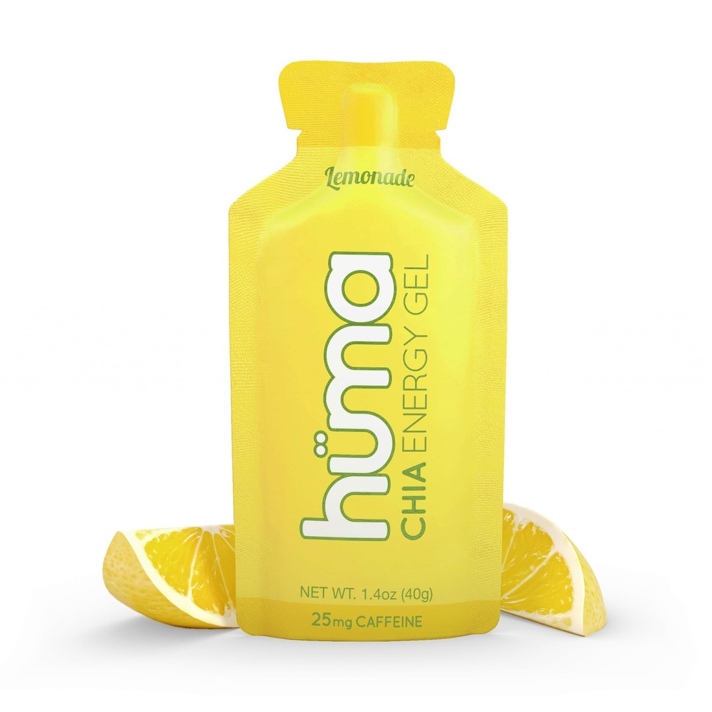 Huma Chia Energy Gel, Lemonade, 12 Gels, 25 mg Caffeine - Endurance Egzersiz Egzersiz Için Premier Spor Beslenme