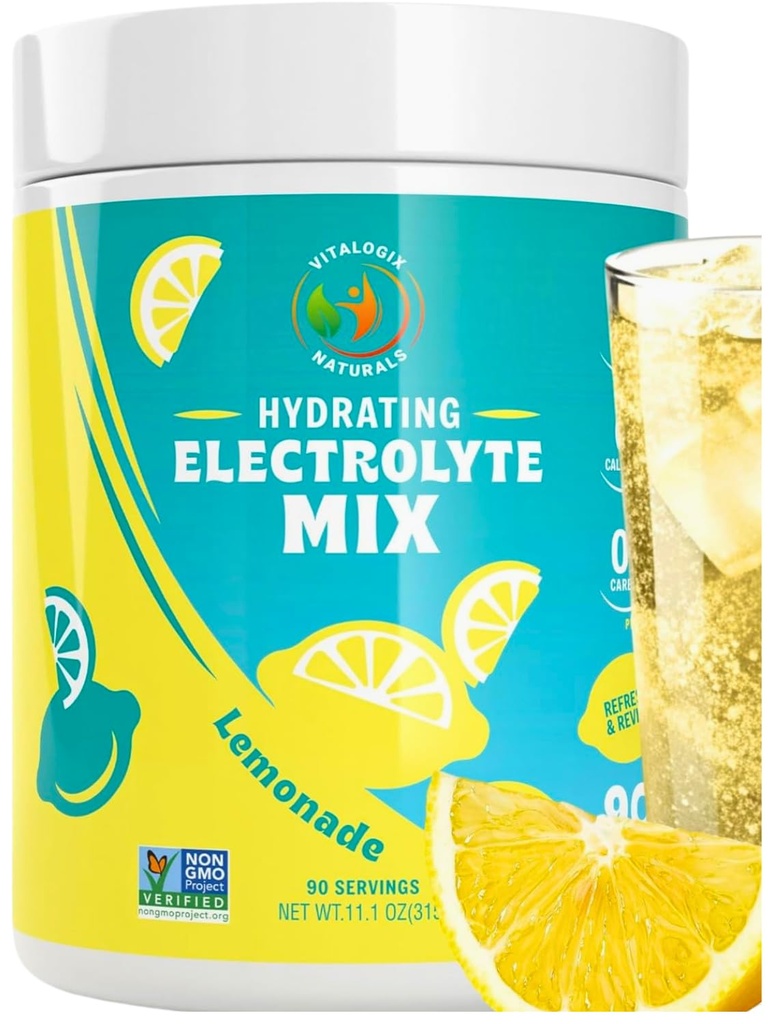 Elektrolyte Toz – Zero Sugar Lemon Hydration Mix | 90 hizmet | DW, Vegan, Gluten-Free | Natural Electrolytes for Muscle Recovery, Energy & Immune Support | Electrolyte Drink for Women