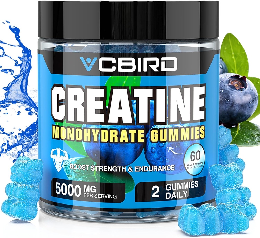Tinatine Monohidrat 5g Per Service, No Sugart Kreine Supplements Support for Strength, Performance, Energy, Recovery, Gluten-Free Kreine for Women and Men (60 Gummies)