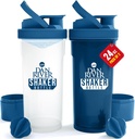DAN RIVER 2Pack Shaker Şişe | 24oz Plastik Protein Shaker & Mixer | Twist & Lock Design for Smoothies & protein Mixes | Dayanıklı, Leak-Proof, Easy to Clean | Clear & Blue Shaker Şişes for Gym
