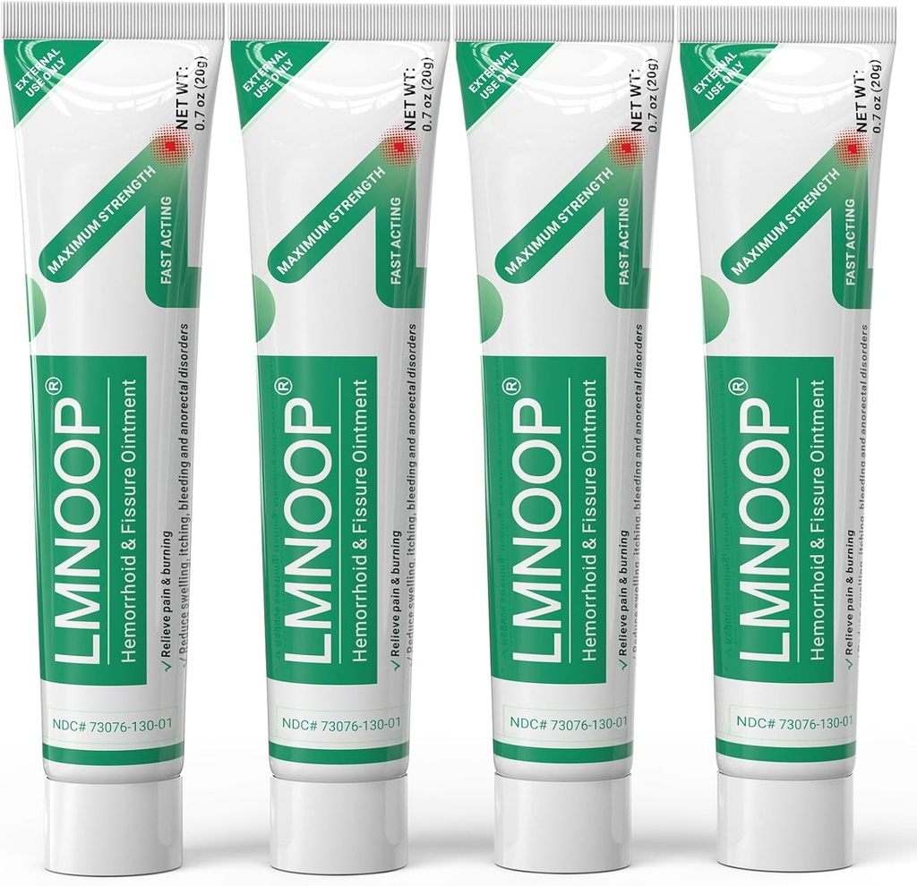 Hemorrhoid Treatment Ointment, Maximum Strength Treatment & Fast Relief for Pain, Itching, Burning, Swelling, Fissure, Bleeding, Discomfort, Long-Lasting Internal & External Hemorrhoid Cream(4-Pack)