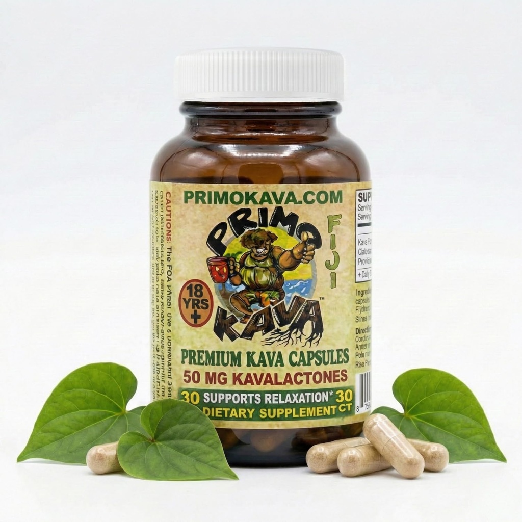 Kava Capsules | Real Kava Kava Kava Kava Kava Çekiliyor | 50 mg of Kavalactones | Adaptojenik deneyim | 30 Count