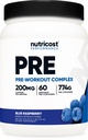 Nutricost Pre-Workout Kompleksi Toz (60 Hizmet, Blue Raspberry) - Pre-Workout Supplement with Beta-Alanine, Taurine & Beta replicas