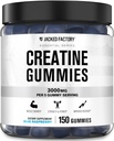 Jacked Factory Tinatine Monohidrat Gummies (3g) - Kas Büyüme, Güçlü, Gelişmiş Enerji için Kreat Performansı - 150 Gummies, Blue Raspberry