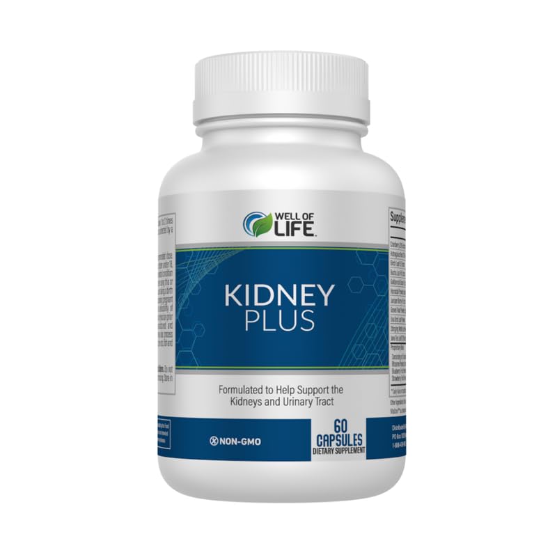 Well of Life: Kidney Plus 600mg with Cranberry Extract, Astragalus Root, Java Tea-Leaf & antioksidanlar for General Well-Being, Helps Health Kidney Function & Urinary Tract Wellness, 60 Capsules