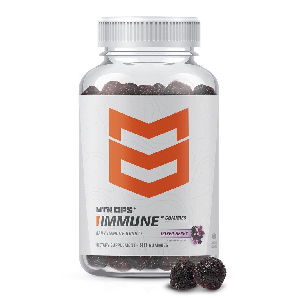 MTN OPS Immune Gummies Immune Support Supplement, 90 Gummies with Elderberry & Aronia Berry Immune ATM for Yetişkinler, karma Berry Flavor & Natural Gluten Free